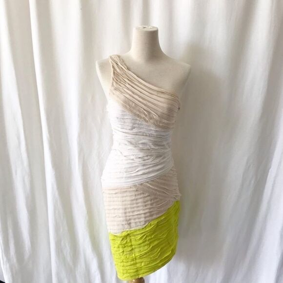 Bebe ombré ruched Single Shoulder Party Dress S - Picture 1 of 9